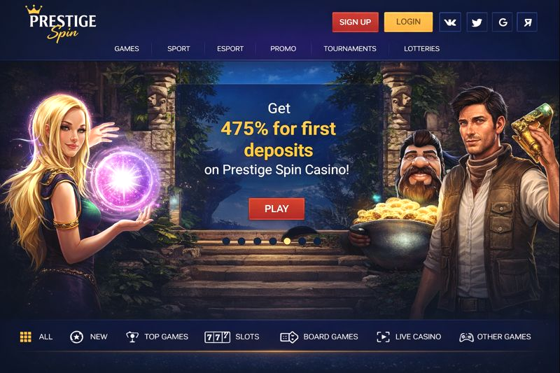 Prestige Spin Casino interface on desktop and mobile